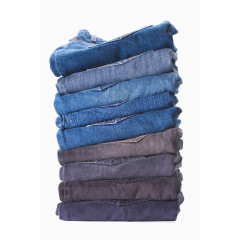 一堆折叠牛仔裤特写