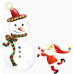 圣诞老人雪人拥抱欢乐图案