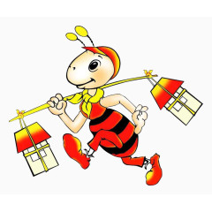 红色搬家的卡通蚂蚁