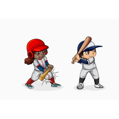 矢量卡通棒球运动员素材