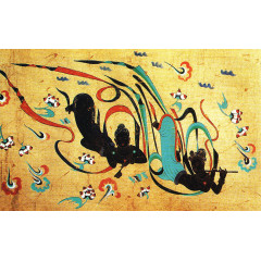 敦煌壁画彩色飞天仙女