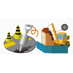 矢量道路施工房屋拆迁素材