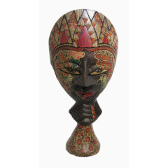 土著人头像木雕摆件