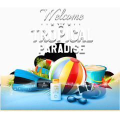 时尚热带天堂海报矢量素材