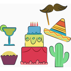 手绘墨西哥生日元素