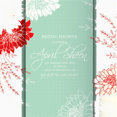 创意花卉新娘送礼会邀请卡矢量图