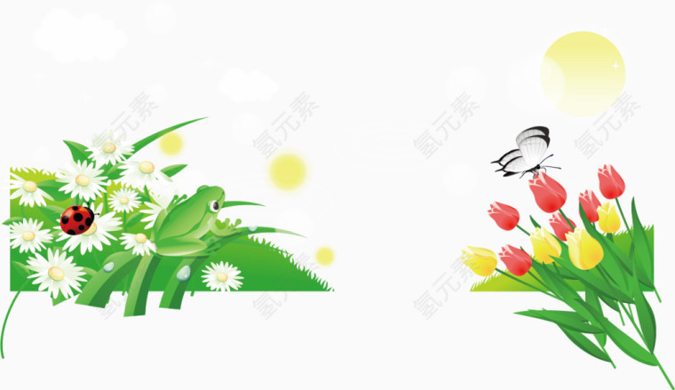 荷塘美丽景色海报元素