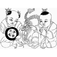 中国风格两个娃娃