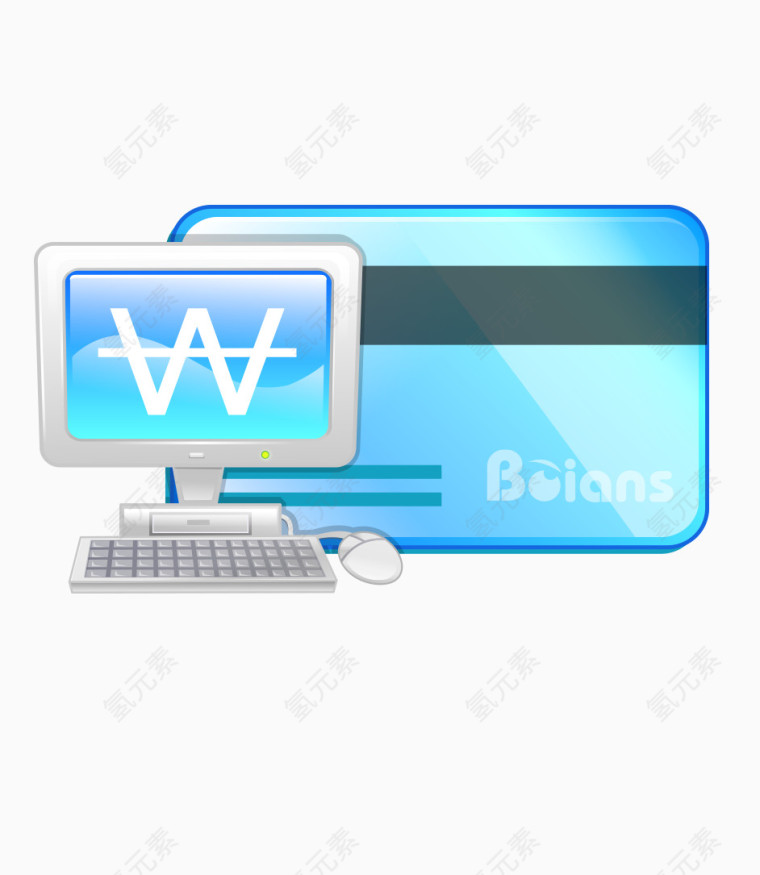 蓝色网络电子商务图标矢量图