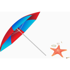 矢量蓝红色太阳伞