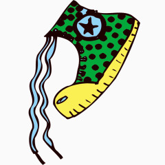 矢量手绘绿色板鞋素材