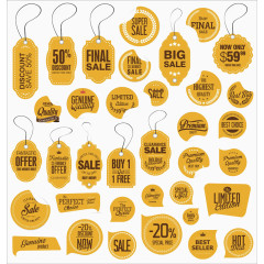 黄色促销标签矢量素材