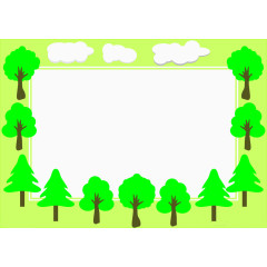 卡通儿童树叶装饰画框免扣素材