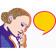 思考的女人矢量图