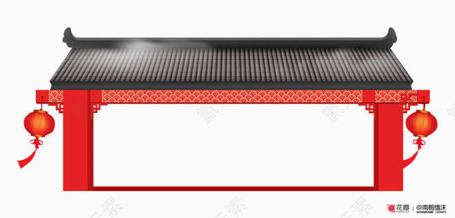 中国风红色门楼建筑