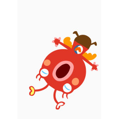 红色小魔怪矢量图