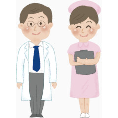 手绘护士和医生职业装展示