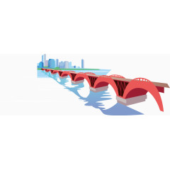 红色大桥矢量图