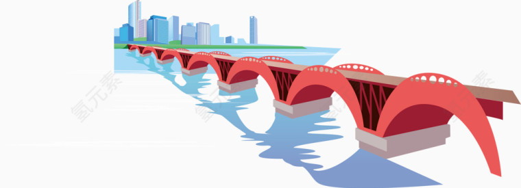 红色大桥矢量图