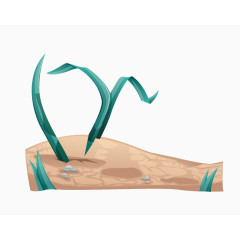 卡通土地和野兰花草