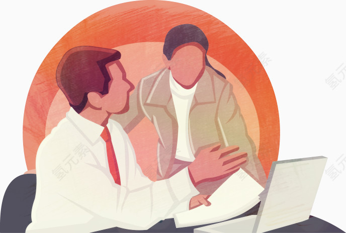 矢量办公讨论素材