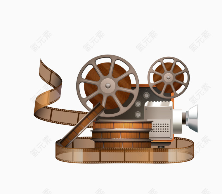 矢量暗色复古电影电视放映机