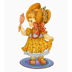 照镜子的小女孩