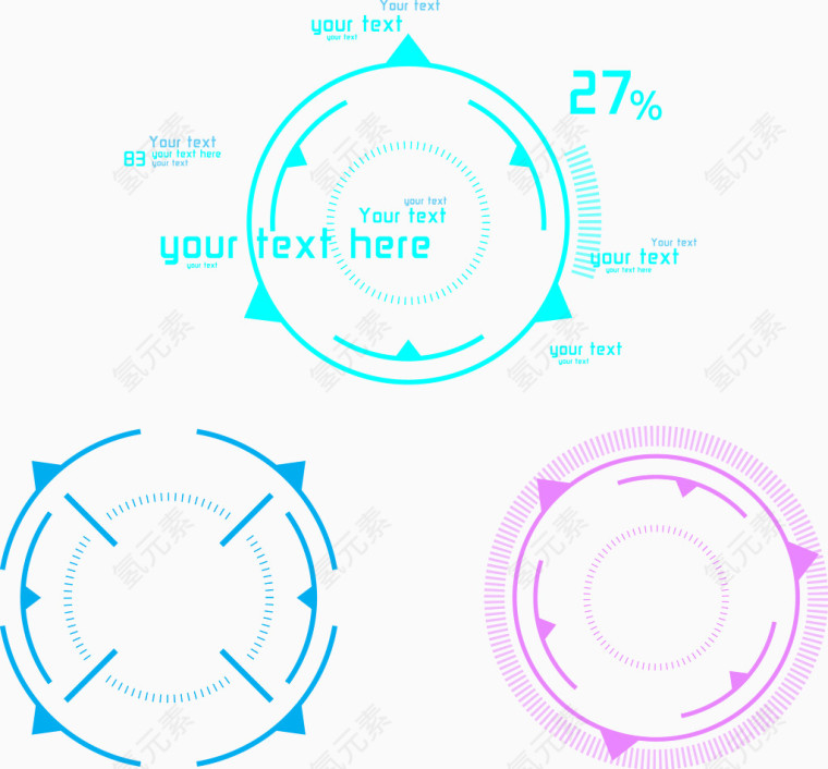 装饰矢量科技三色圆圈