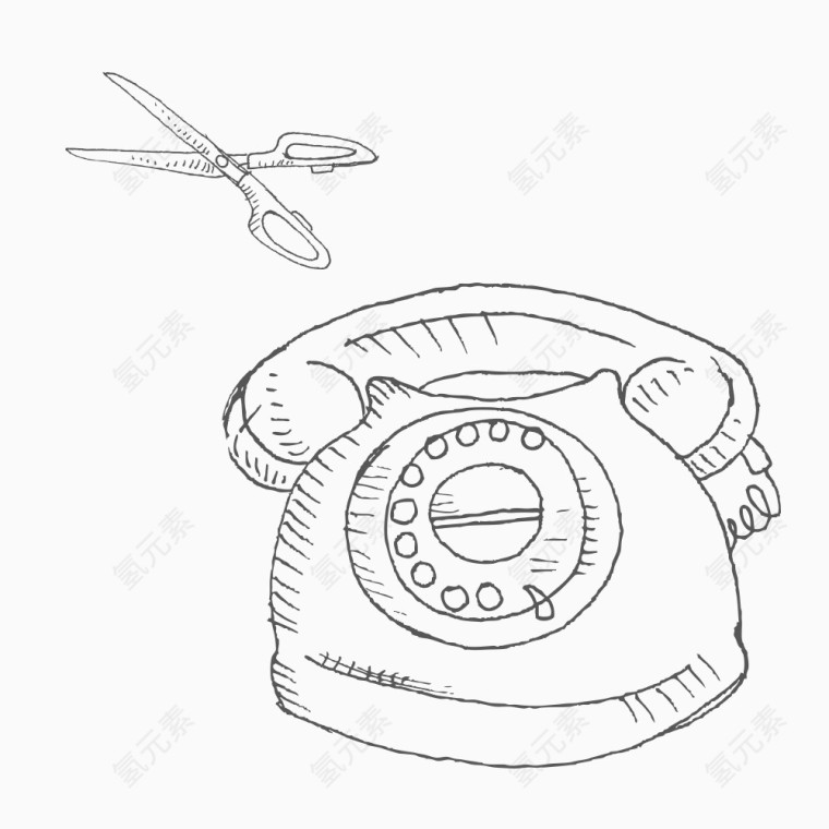 一只电话的铅笔速写