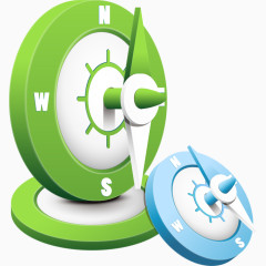 蓝色绿色指南针