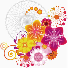 彩色发光花朵网格图案