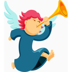 吹着号角的圣诞节小天使