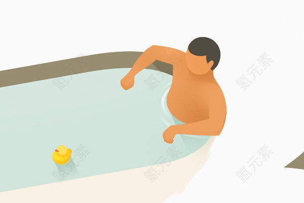 扁平化洗澡的男人