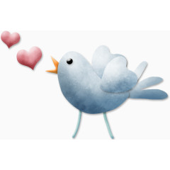 红色爱心和飞翔的小鸟