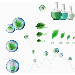 矢量透明泡泡绿叶图表