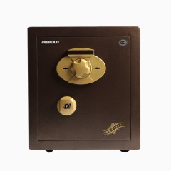 一台金色旋转锁保险箱