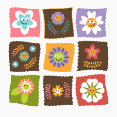 方形花卉图案设计矢量素材