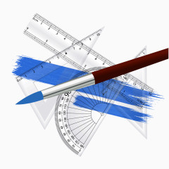 学习用品 水彩笔  尺子 矢量图