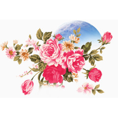 唯美精美花朵花束月亮