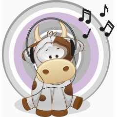 戴着耳机的可爱卡通动物矢量素材