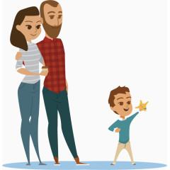 父母孩子快乐海报元素