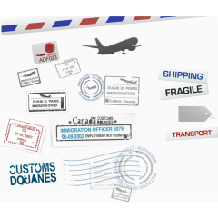 矢量鲜花速递签证章印