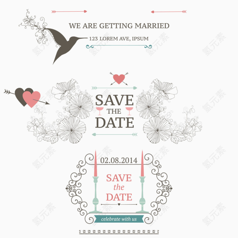 创意婚礼邀请函设计矢量素材