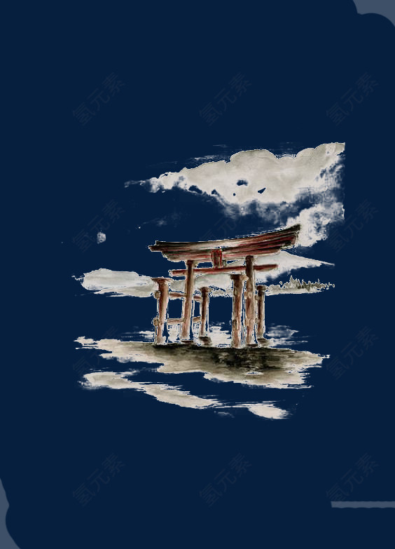 水彩中国风建筑