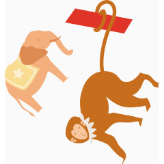 大象猴子素材图片