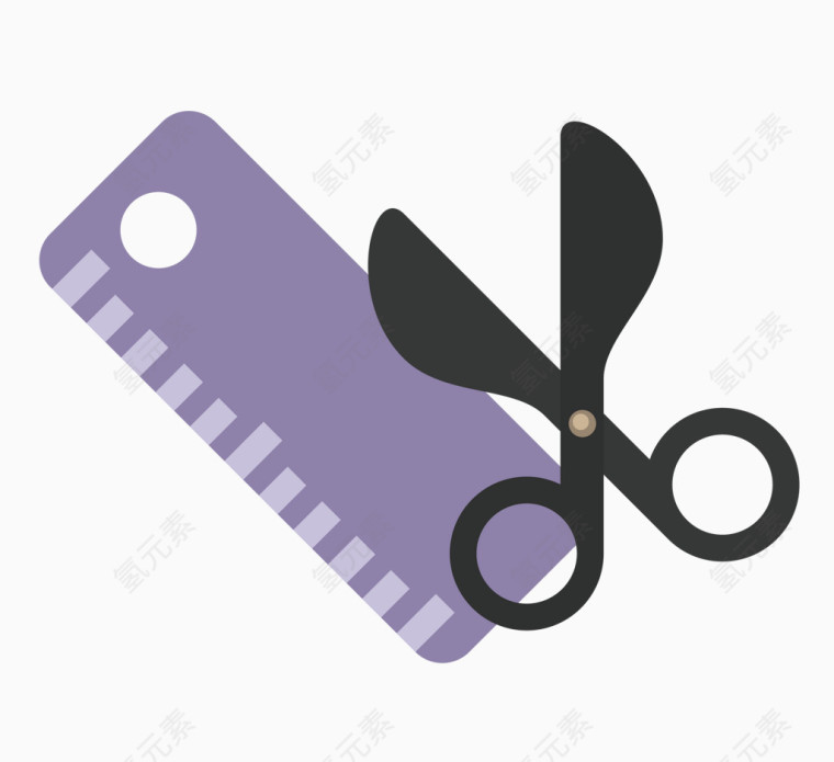 矢量尺子剪刀素材