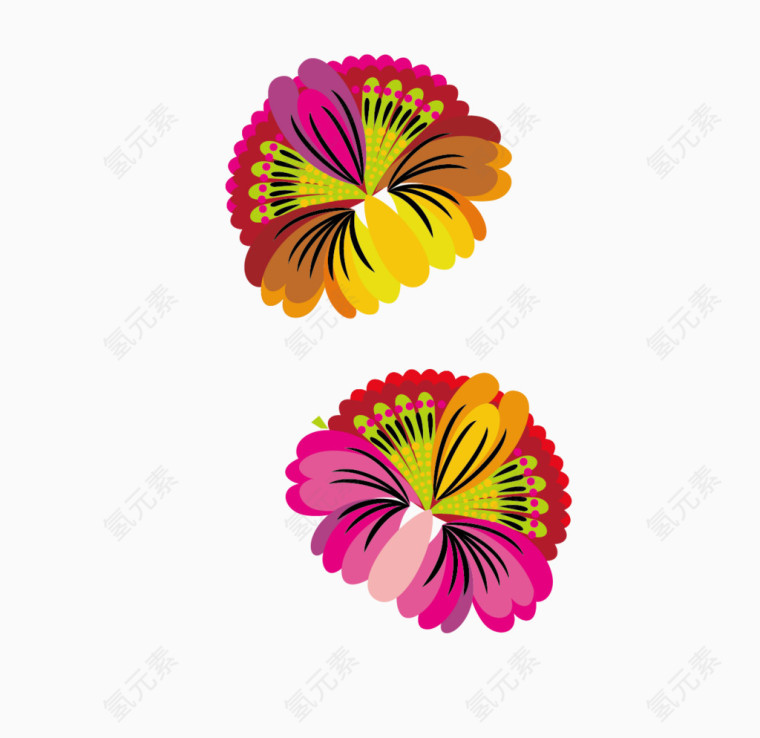 手绘盛开的鲜花