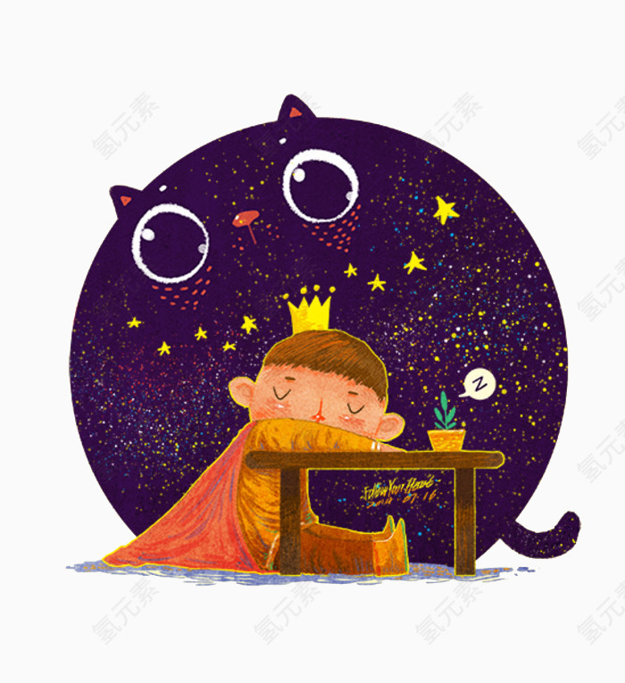 可爱儿童手绘插画小王子