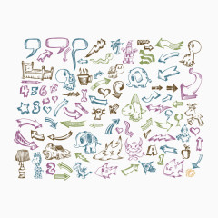 矢量手绘紫色大弯箭头