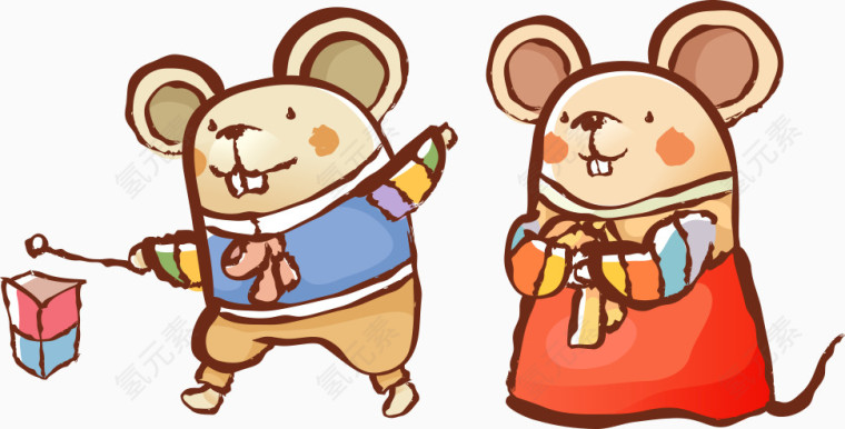 矢量老鼠放鞭炮